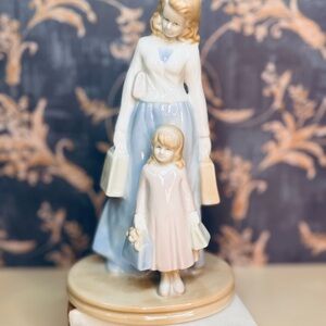 Vintage Hand Painted Porcelain Woman and Daughter Figurine